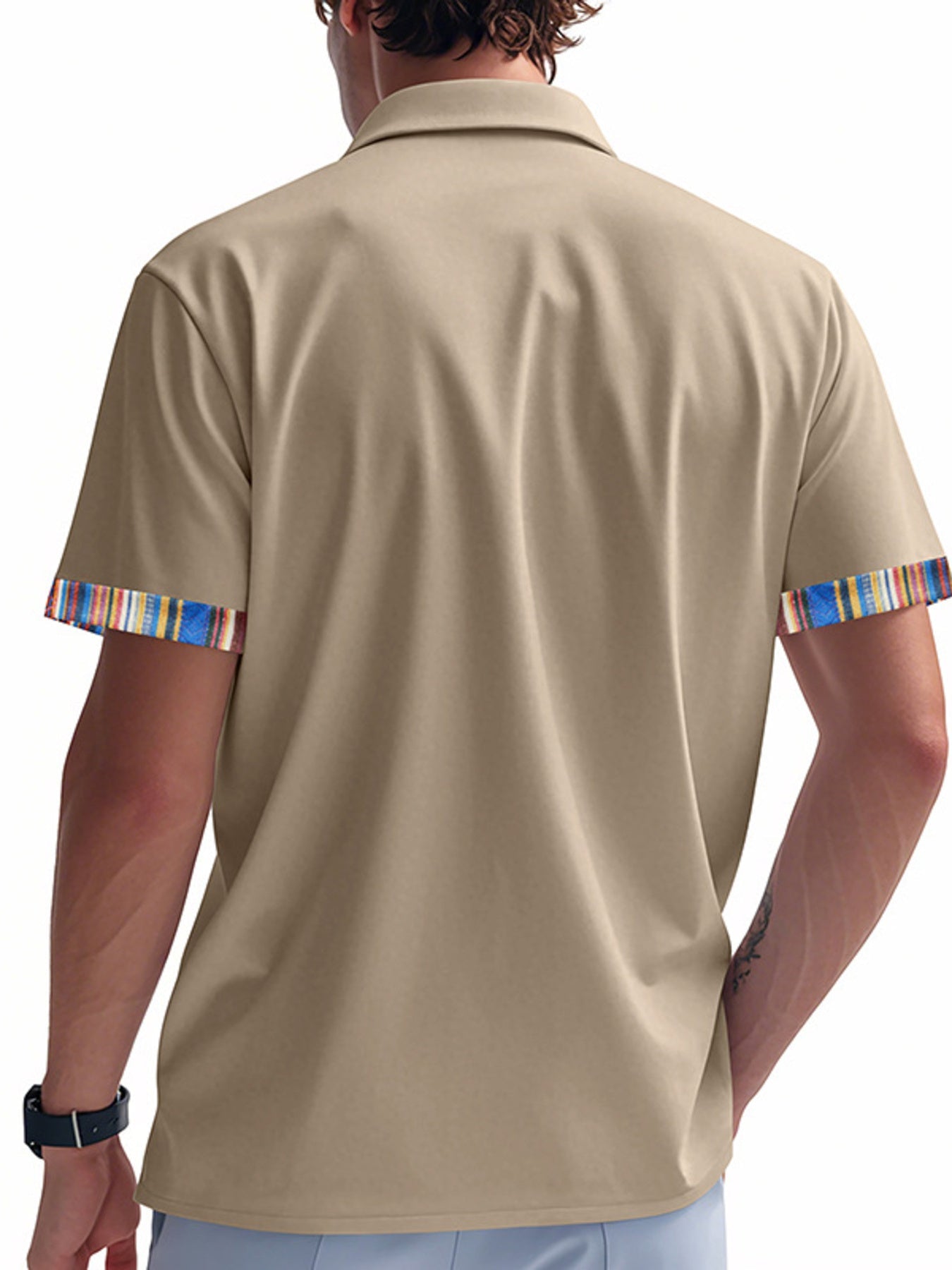 Men's Full Size Short Sleeve Shirt with Colorful Trim Plus Size