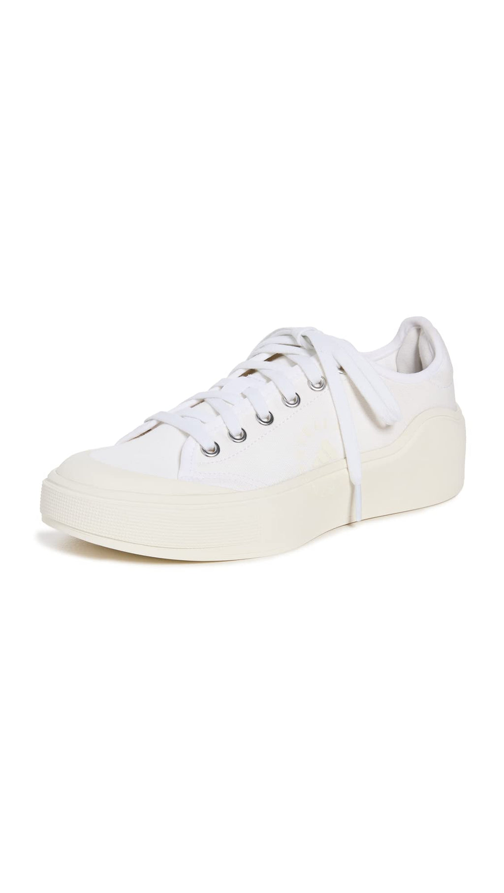 adidas by Stella McCartney Womens Court Sneakers White/White/Off White 7.5 Medium US