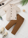 Children's Casual Button Up Shirt & Pants Set