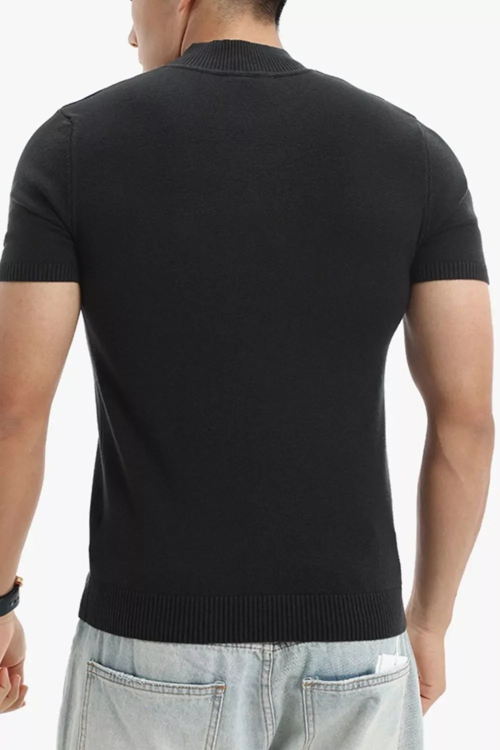 Men's Plus Size Slim Fit Short Sleeve Sweater