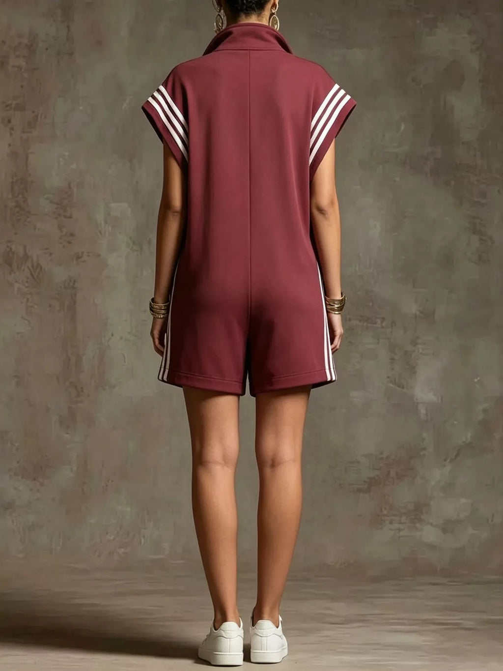 Striped Zip Front Romper