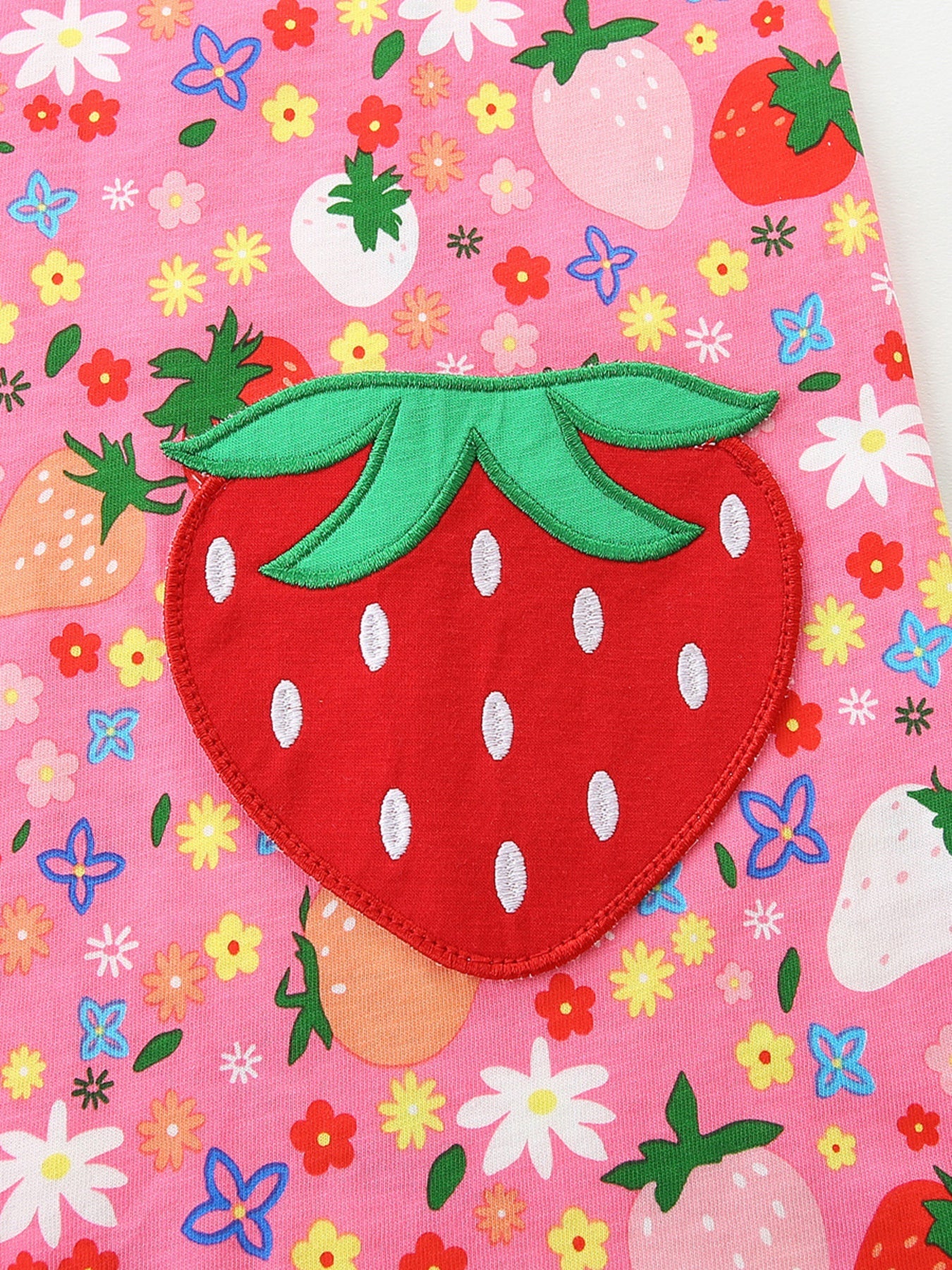 Children's Embroidered Strawberry Print Sleeveless Dress