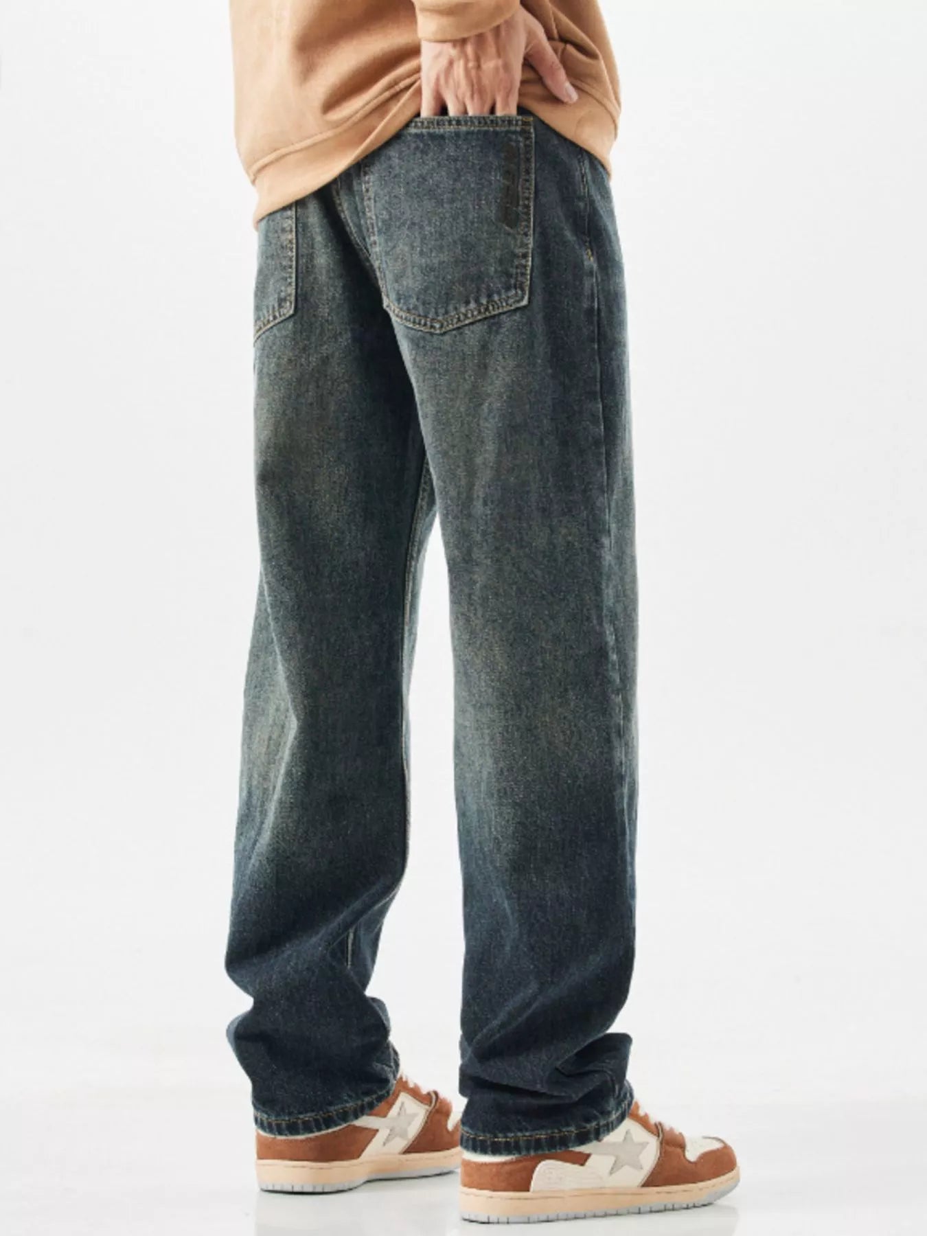 Men's Vintage Wash Wide Leg Jeans