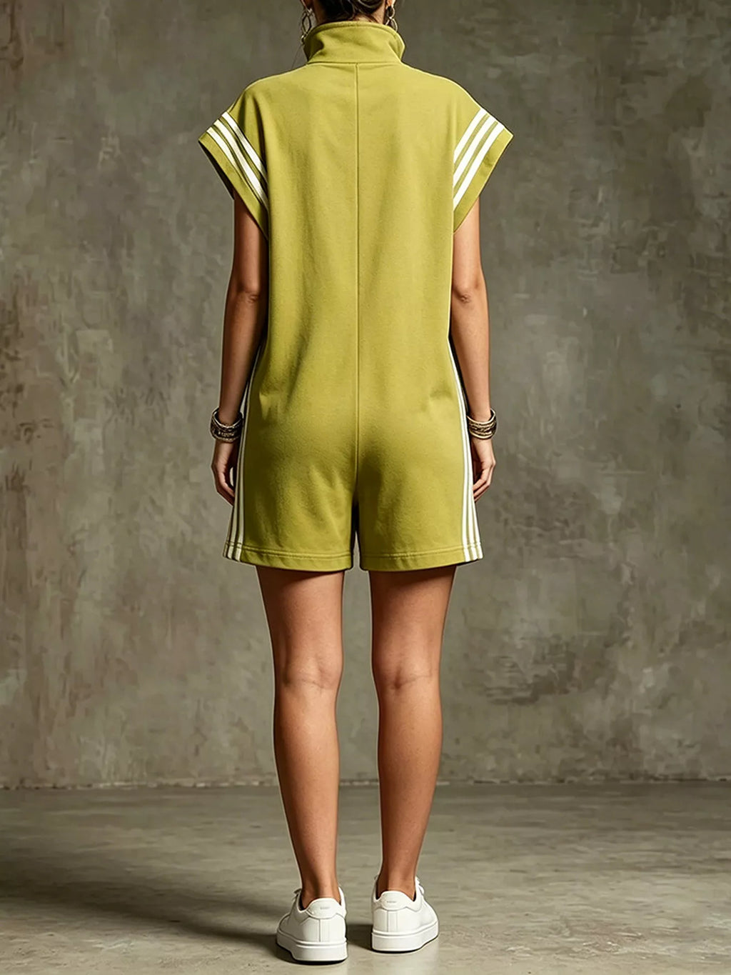 Striped Zip Front Romper
