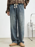 Men's Relaxed Fit Drawstring Wash Jeans