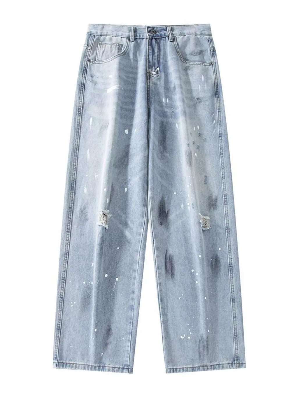 Men's Full Size Distressed Wide Leg Jeans Plus Size