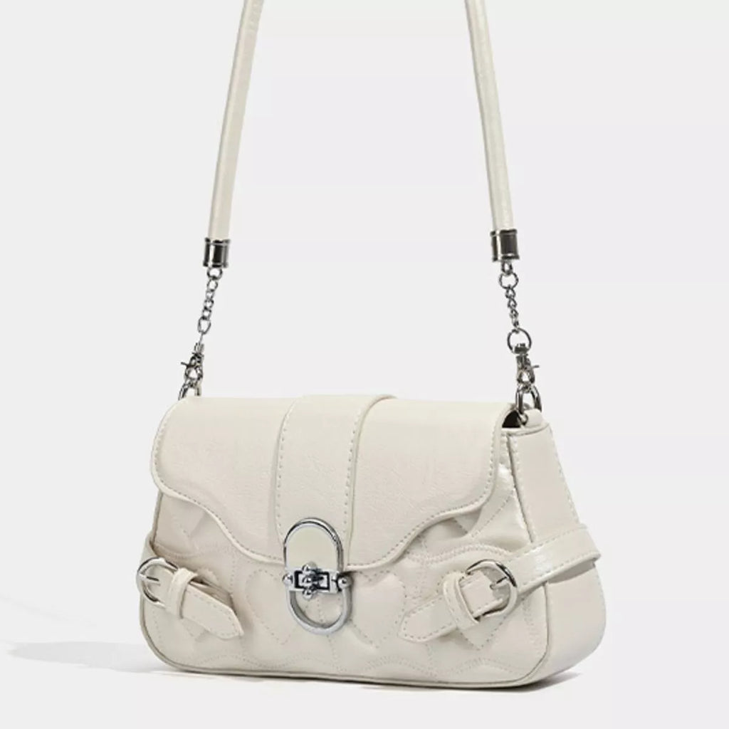 Quilted Flap Buckle Decor Crossbody Bag