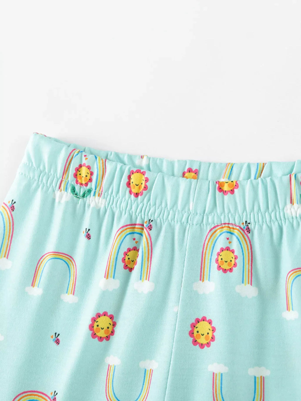 Children's Flower Appliqué Top & Rainbow Print Capri Set