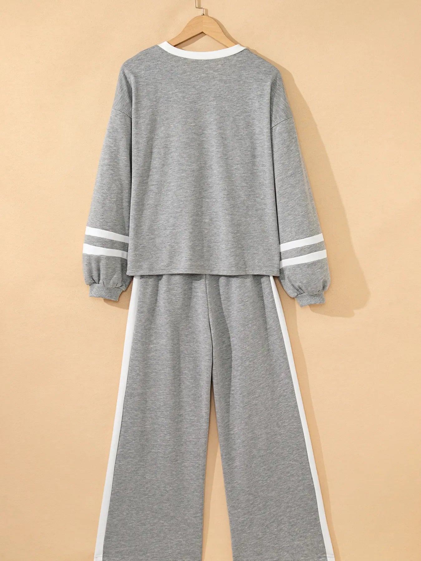 Contrast Trim Round Neck Top and Pants Set