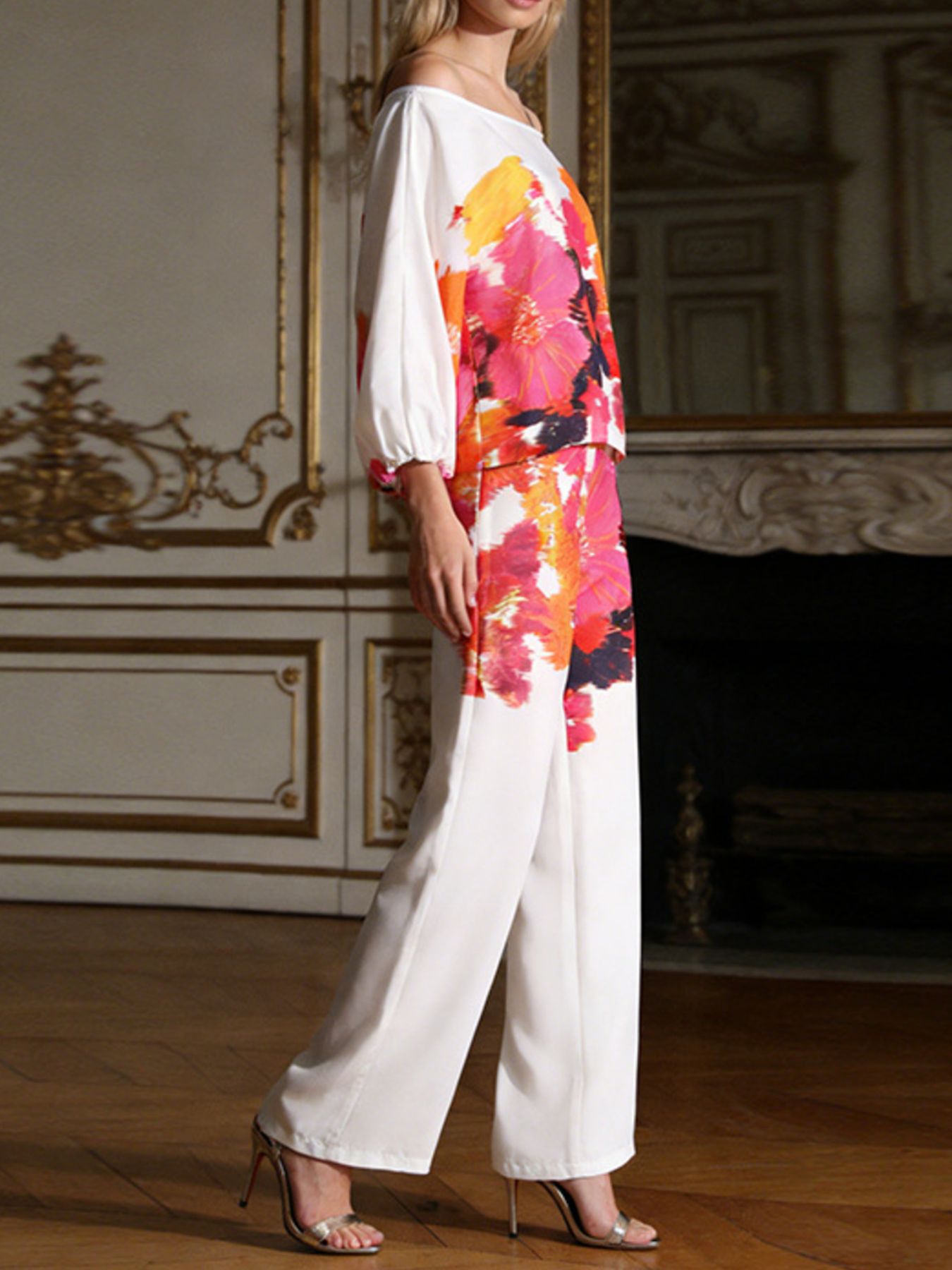Floral Print Off-Shoulder Top and Pants Set