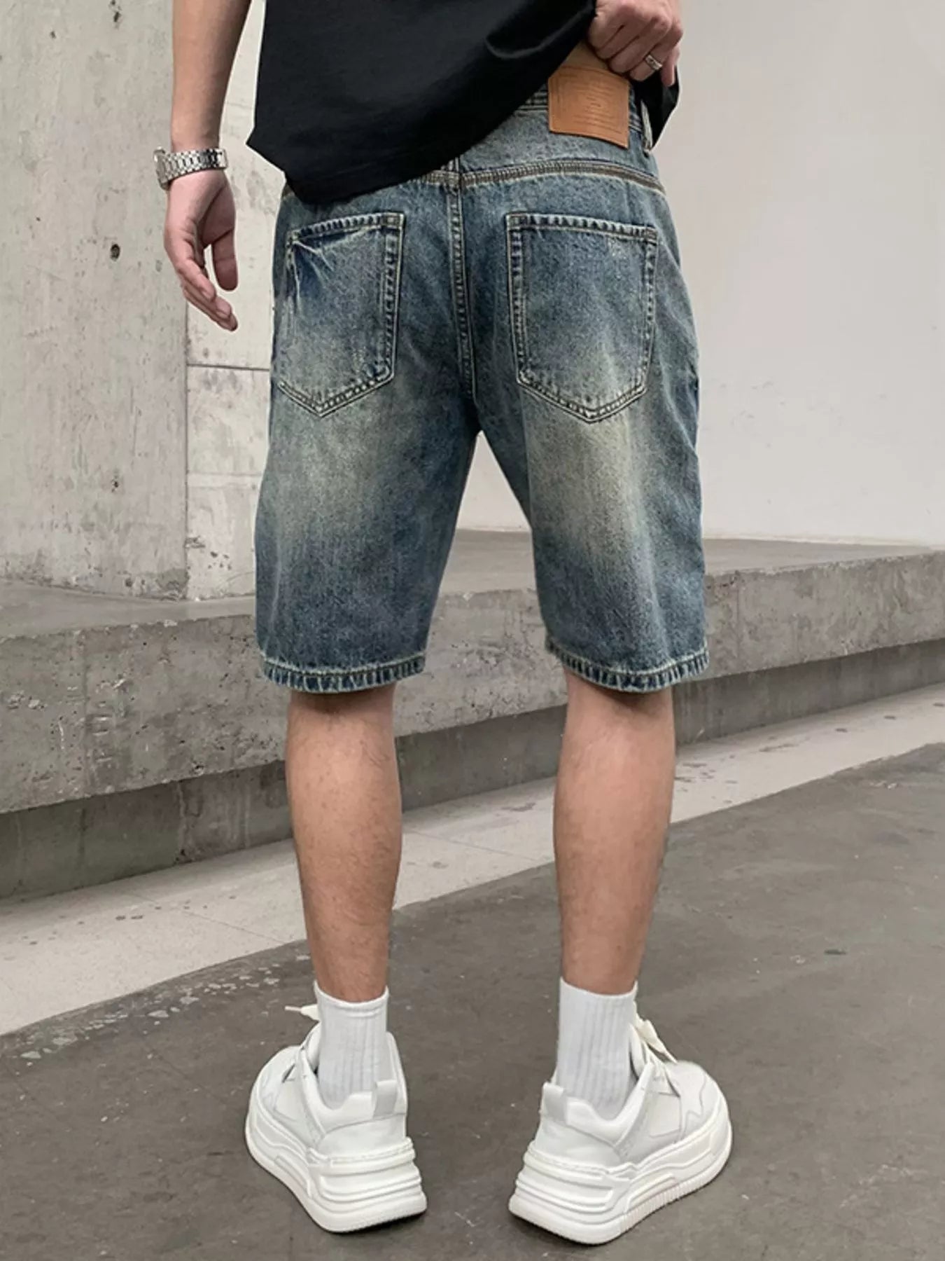 Men's Patchwork Graphic Denim Shorts