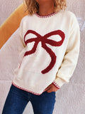 Bow Pattern Round Neck Sweater