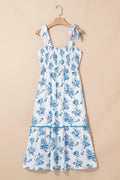 Printed Tie Shoulder Dress
