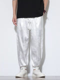 Men's Plus Size Dragon Pattern Silk Joggers