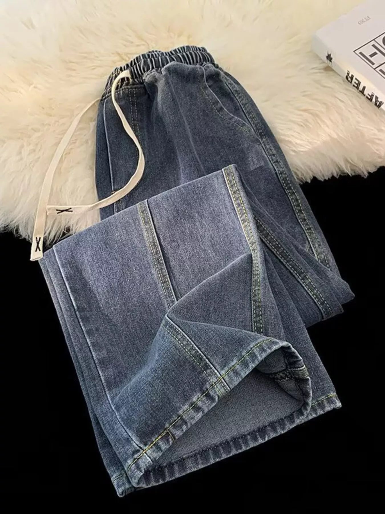 Men's Plus Size Elastic Waist Wide Leg Jeans