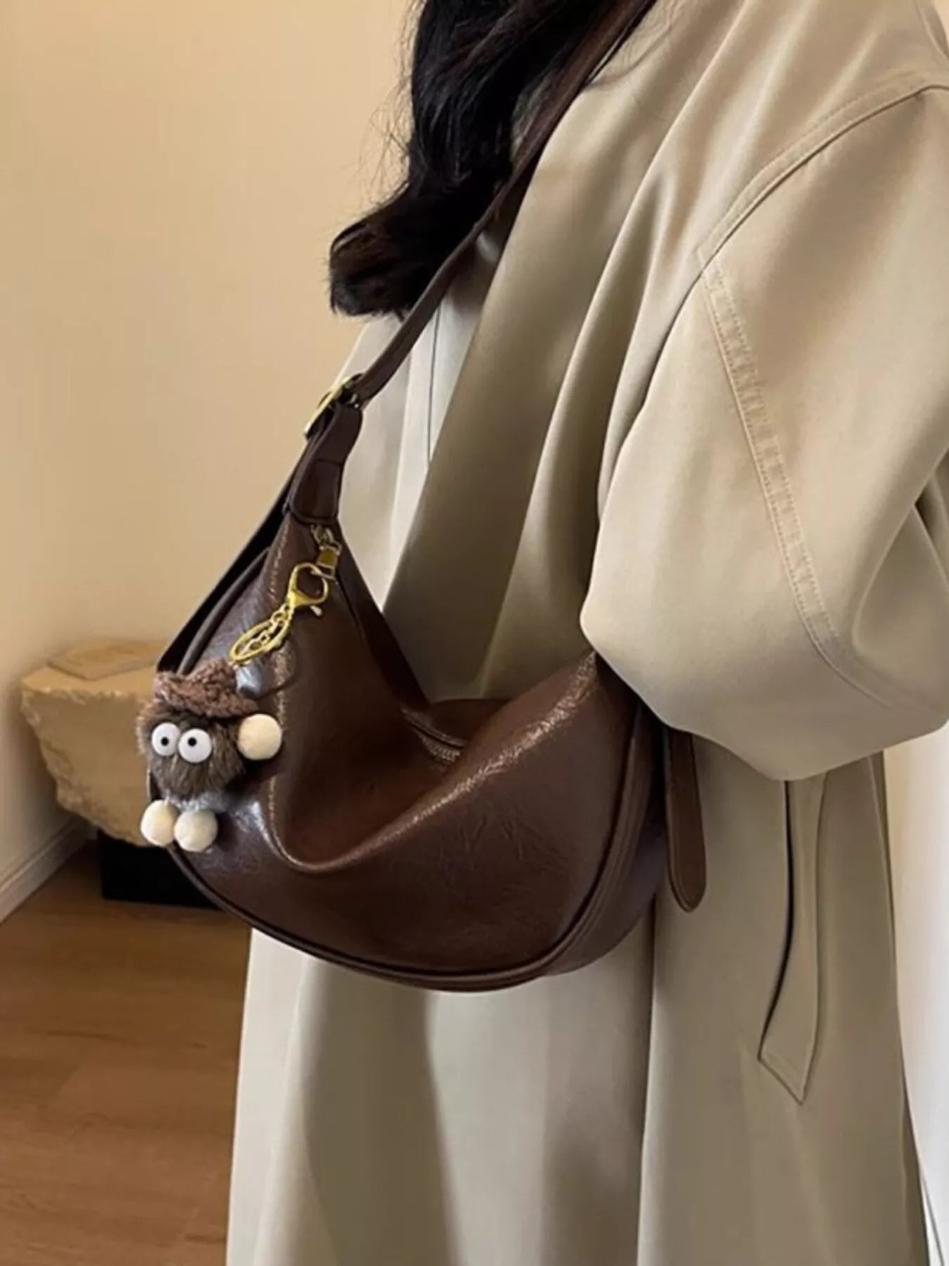 Vintage Style Crescent Crossbody Bag