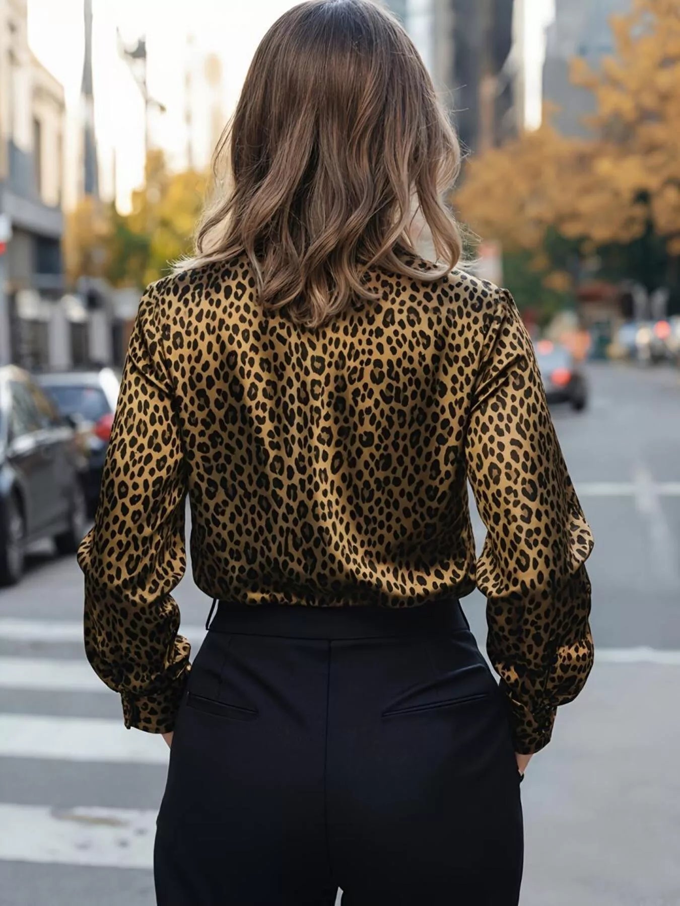 Leopard Button Up Long Sleeve Shirt