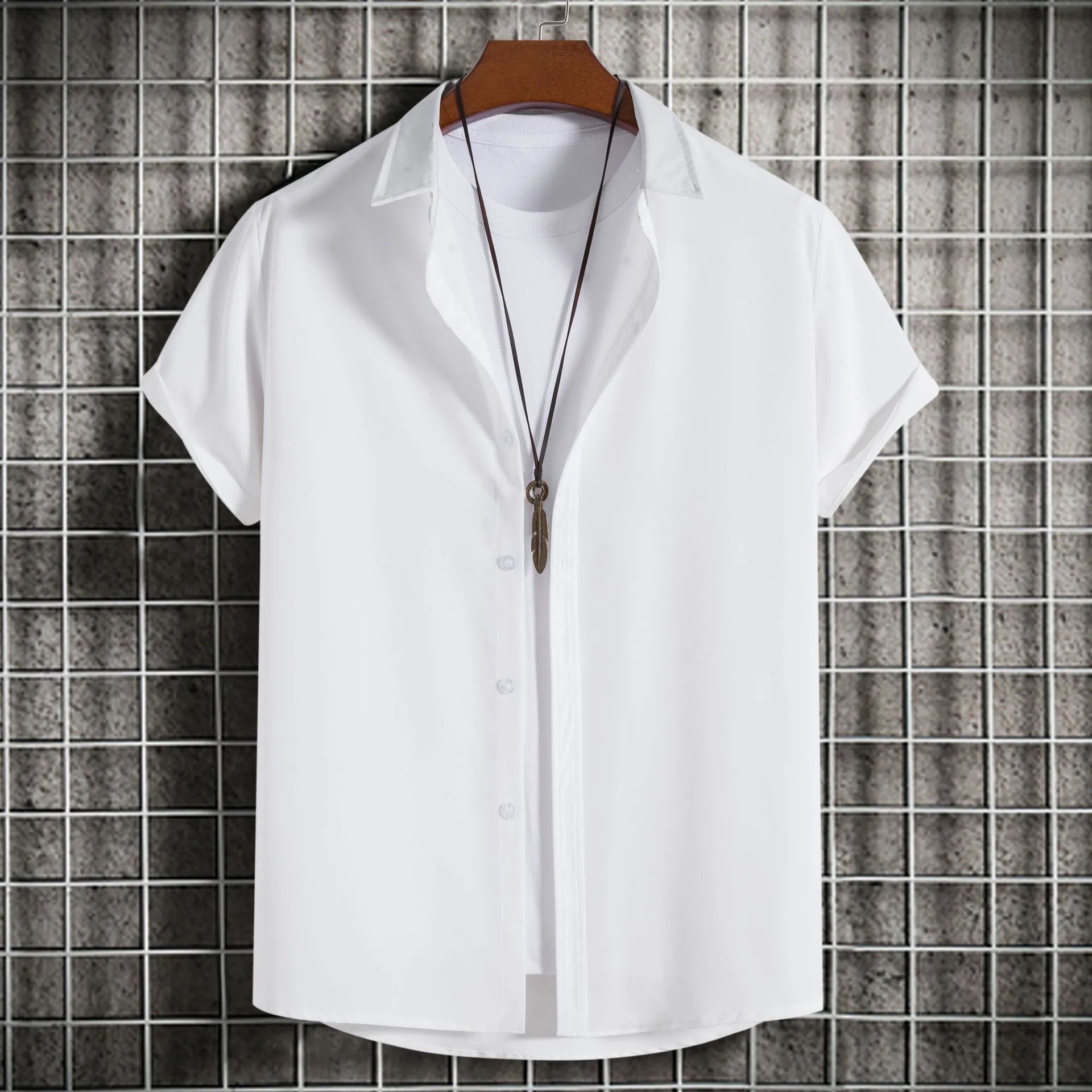 Men's Plus Size Casual Short Sleeve Button Down Shirt