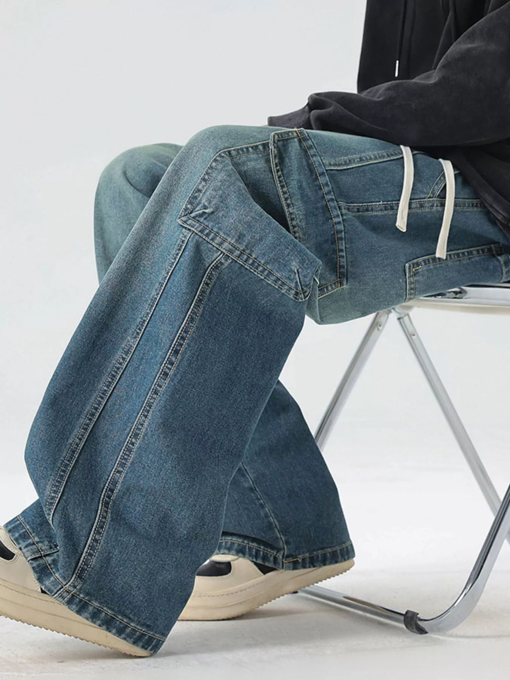 Men's Full Size Wide Leg Cargo Jeans Plus Size