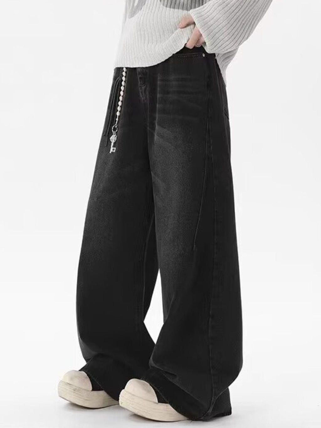 Men's Full Size Vintage Wash Wide Leg Jeans Plus Size
