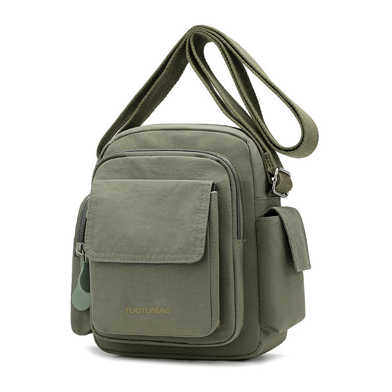 Multi-Pocket Lightweight Nylon Crossbody Bag