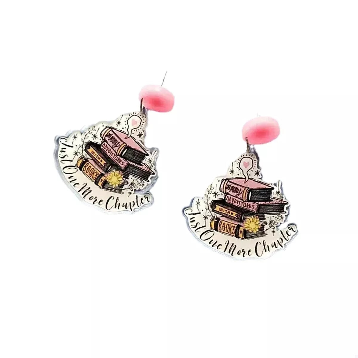 Book Stack Acrylic Drop Earrings