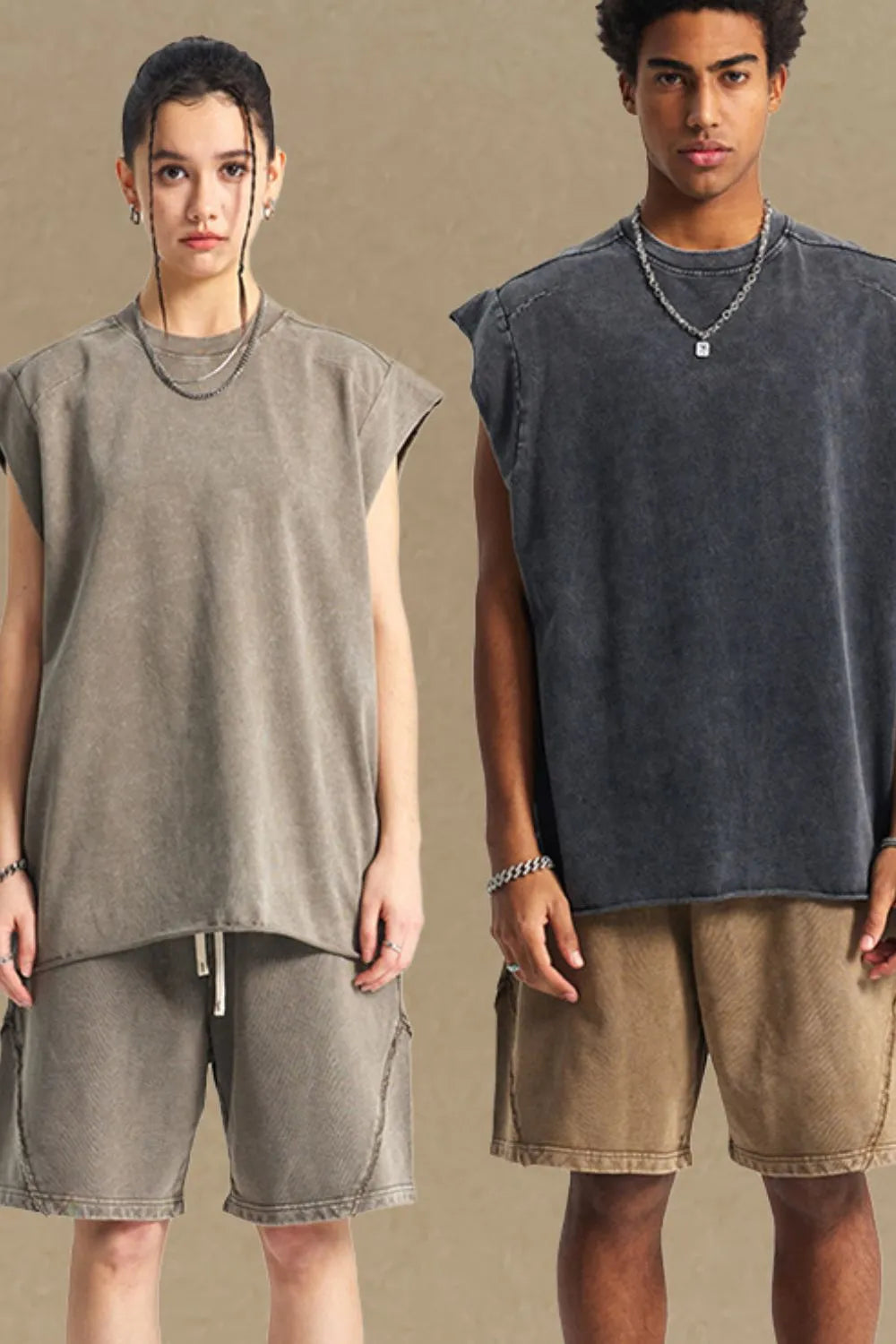 Men's Washed Round Neck Tank