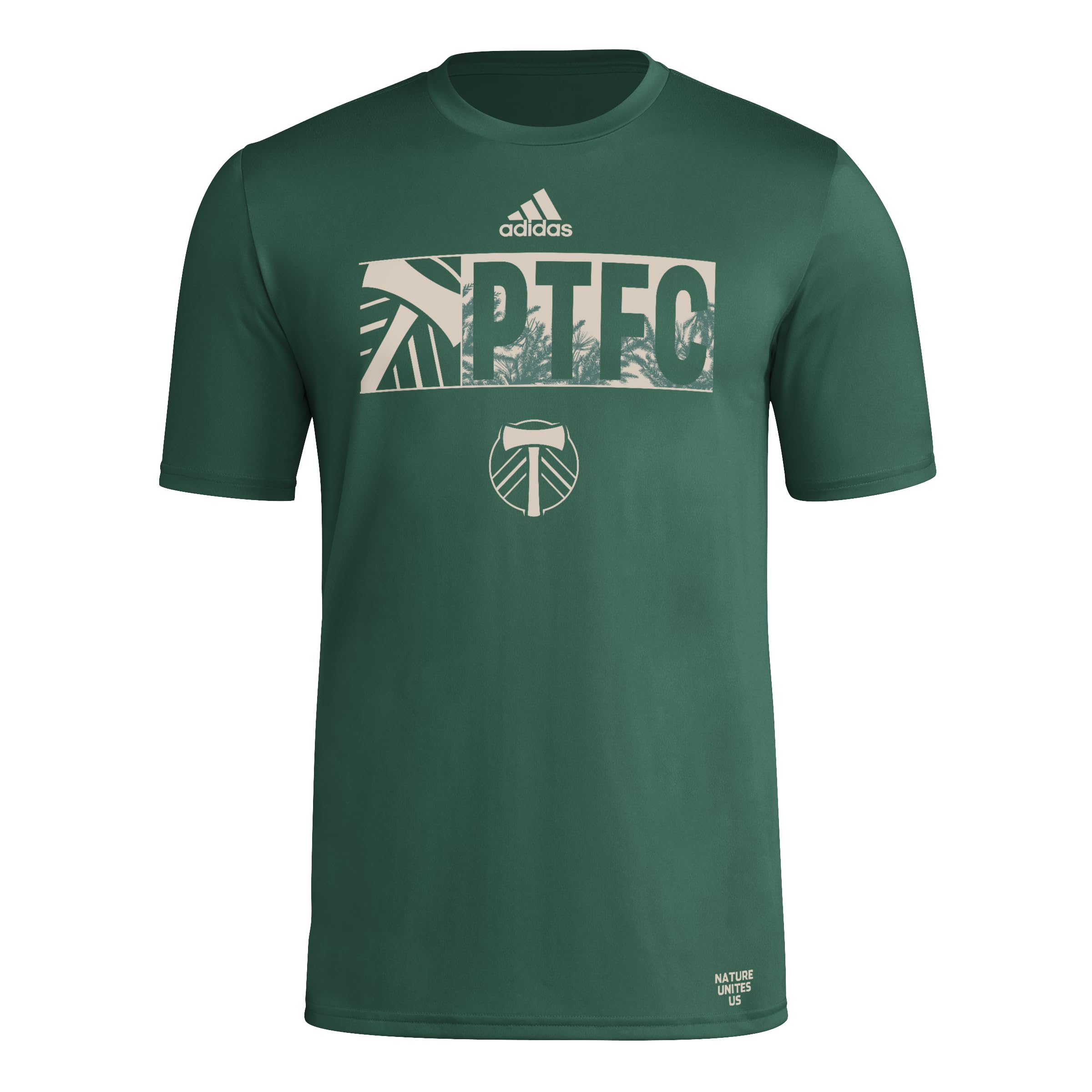 adidas Mens Size Short Sleeve Pre-Game T-Shirt Dark Green/Portland Timbers Large Tall
