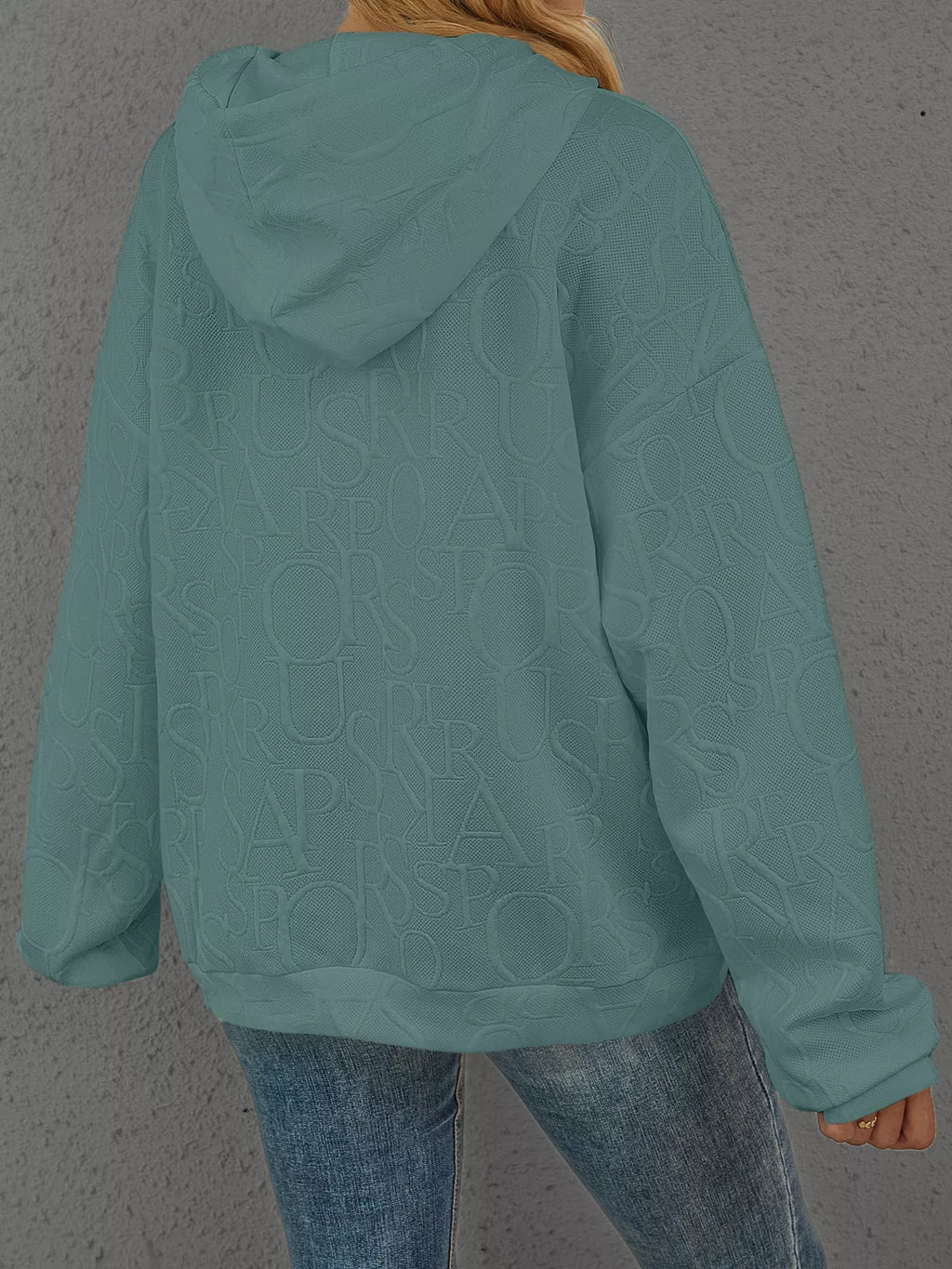 Full Size Embossed Lettering Casual Hoodie Plus Size