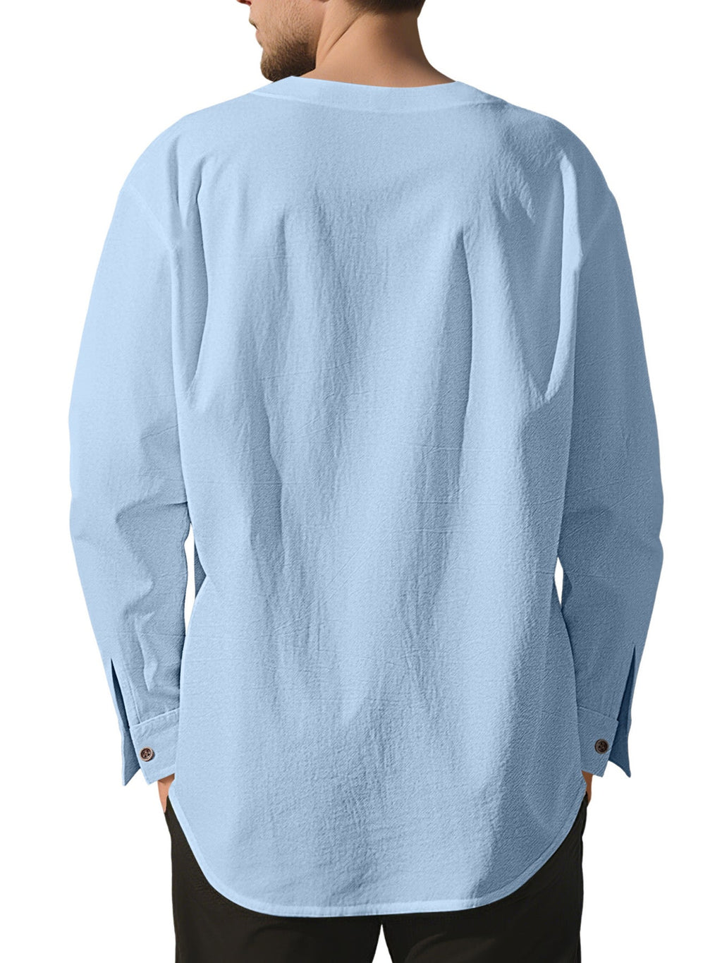 Men's Full Size Casual Pleated Long Sleeve Blouse Plus Size