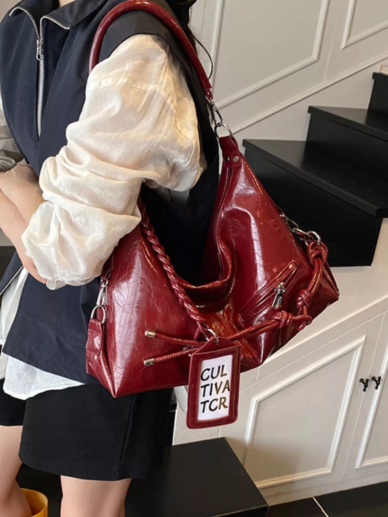 Vintage Braided Strap Shoulder Bag