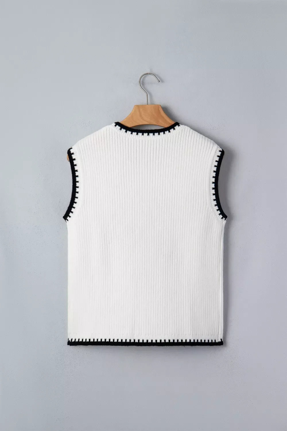 Contrast Trim Round Neck Rodeo Cowboy Sweater Vest