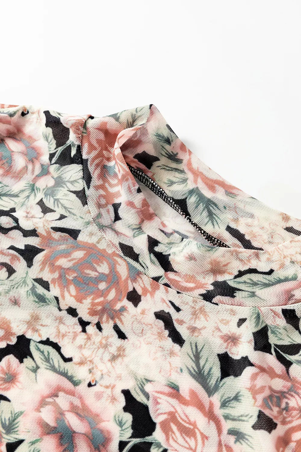 Multicolour Retro Floral Ruffle Trim Square Neck Tank Top
