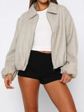 Oversized Zip-Up Drop Shoulder Jacket