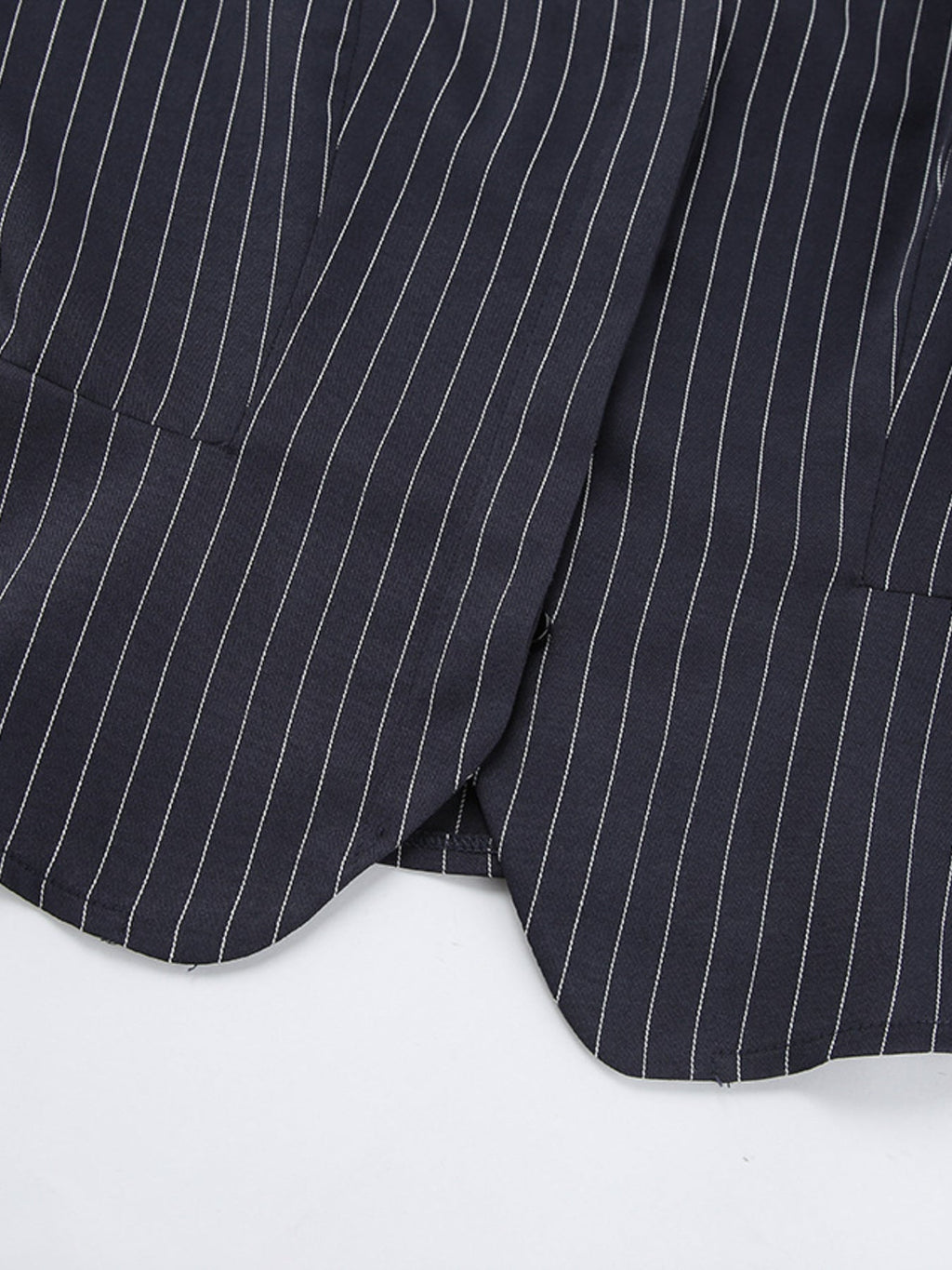 Striped Blazer & Mini Skirt Set with Neck Tie