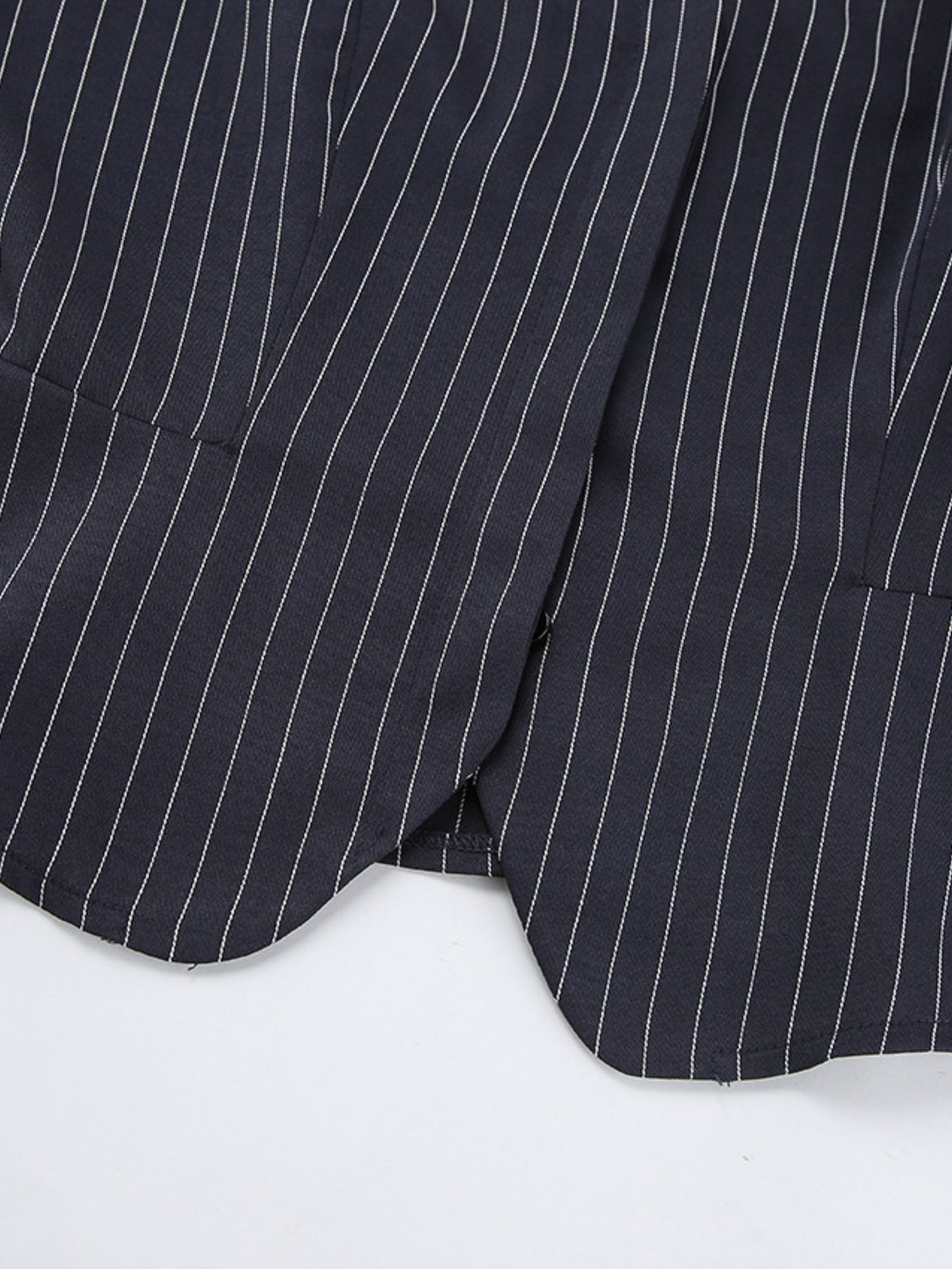 Striped Blazer & Mini Skirt Set with Neck Tie