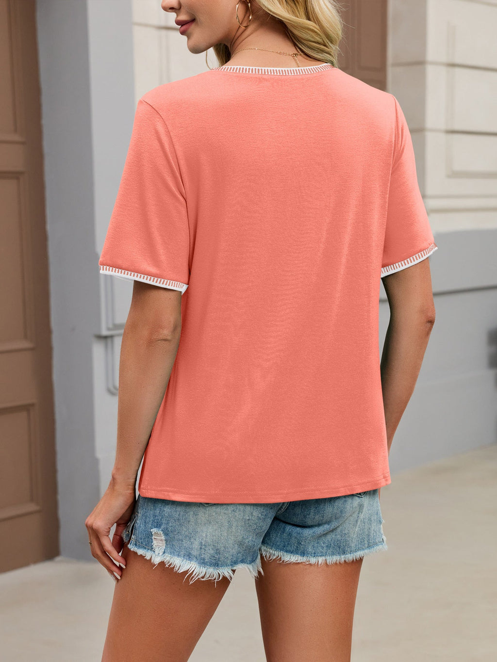 Contrast Trim Short Sleeve T-Shirt – Bright Tones