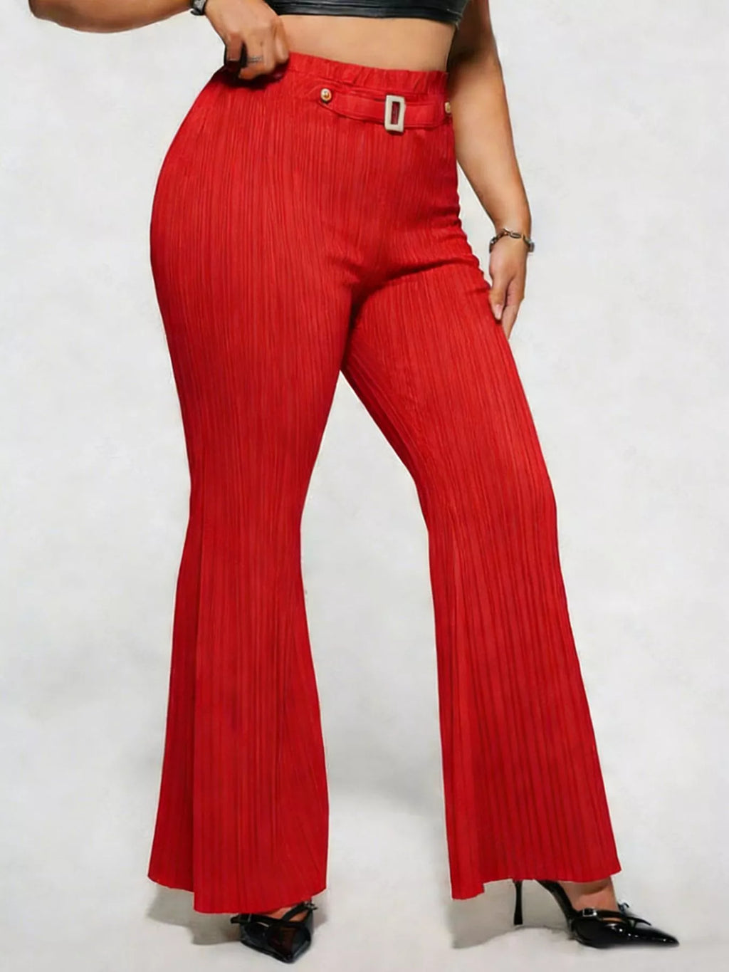 Plus Size High Waist Flare Pants