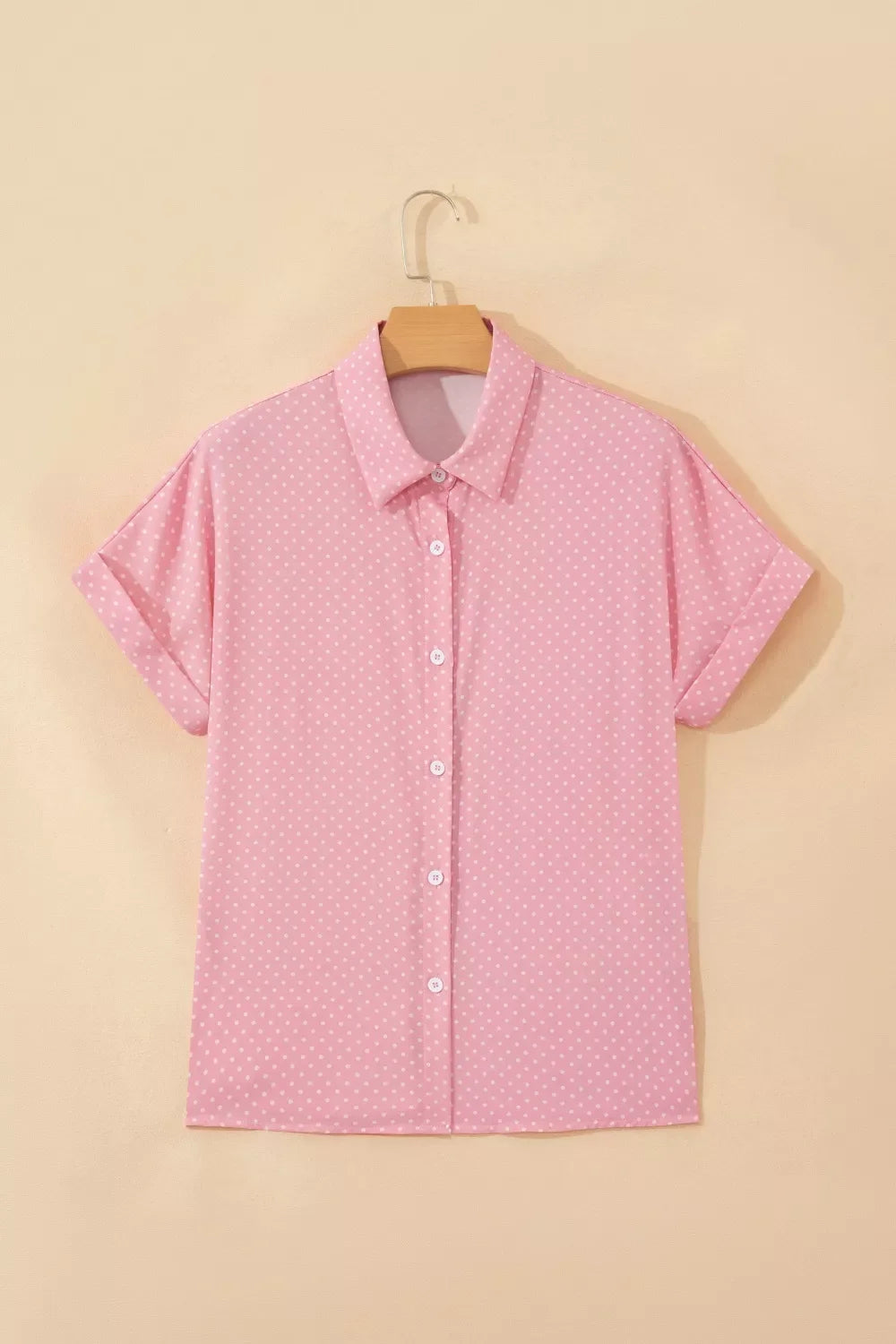 Casual Polka Dot Print Button Down Shirt