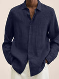 Men's Full Size Button-Down Long Sleeve Shirt Plus Size