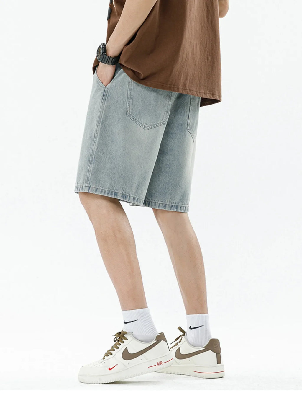 Men's Full Size Gradient Wash Denim Shorts Plus Size