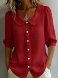 Full Size Peter Pan Collar Button-Down Shirt Plus Size