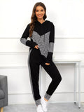 Houndstooth Drawstring Hoodie and Pants Se