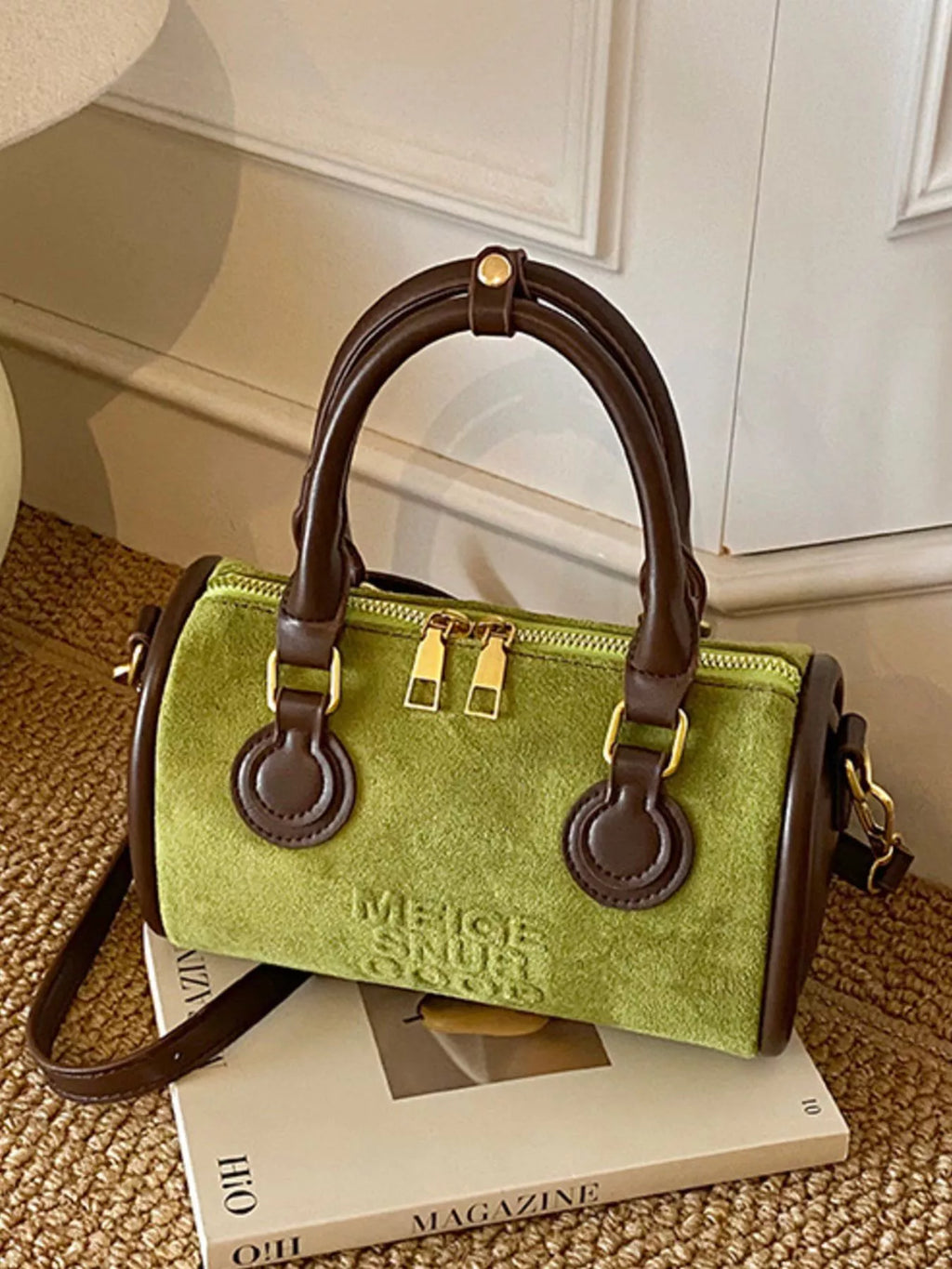 Barrel Crossbody Bag with Top Handle