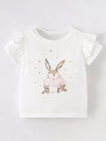 Children's Bunny Graphic Ruffle Sleeve T-Shirt