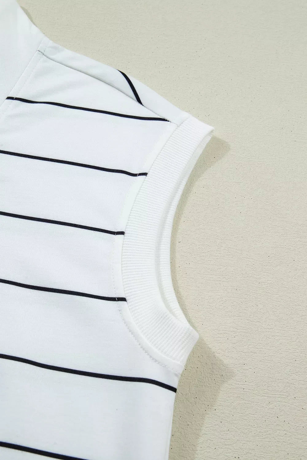 Stripe Color Block Zip V Neck Sleeveless Top