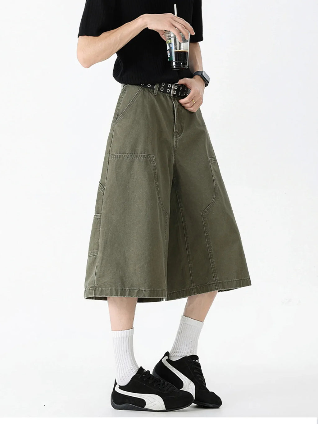 Men's Full Size Wide Leg Cargo Denim Shorts Plus Size