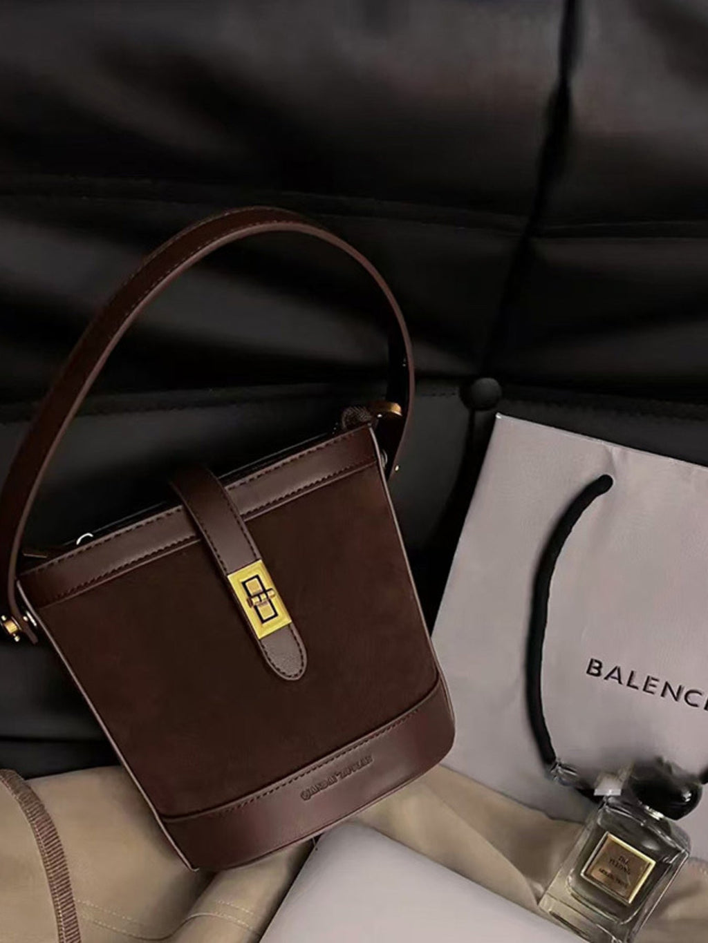 Top Handle Bucket Crossbody Bag