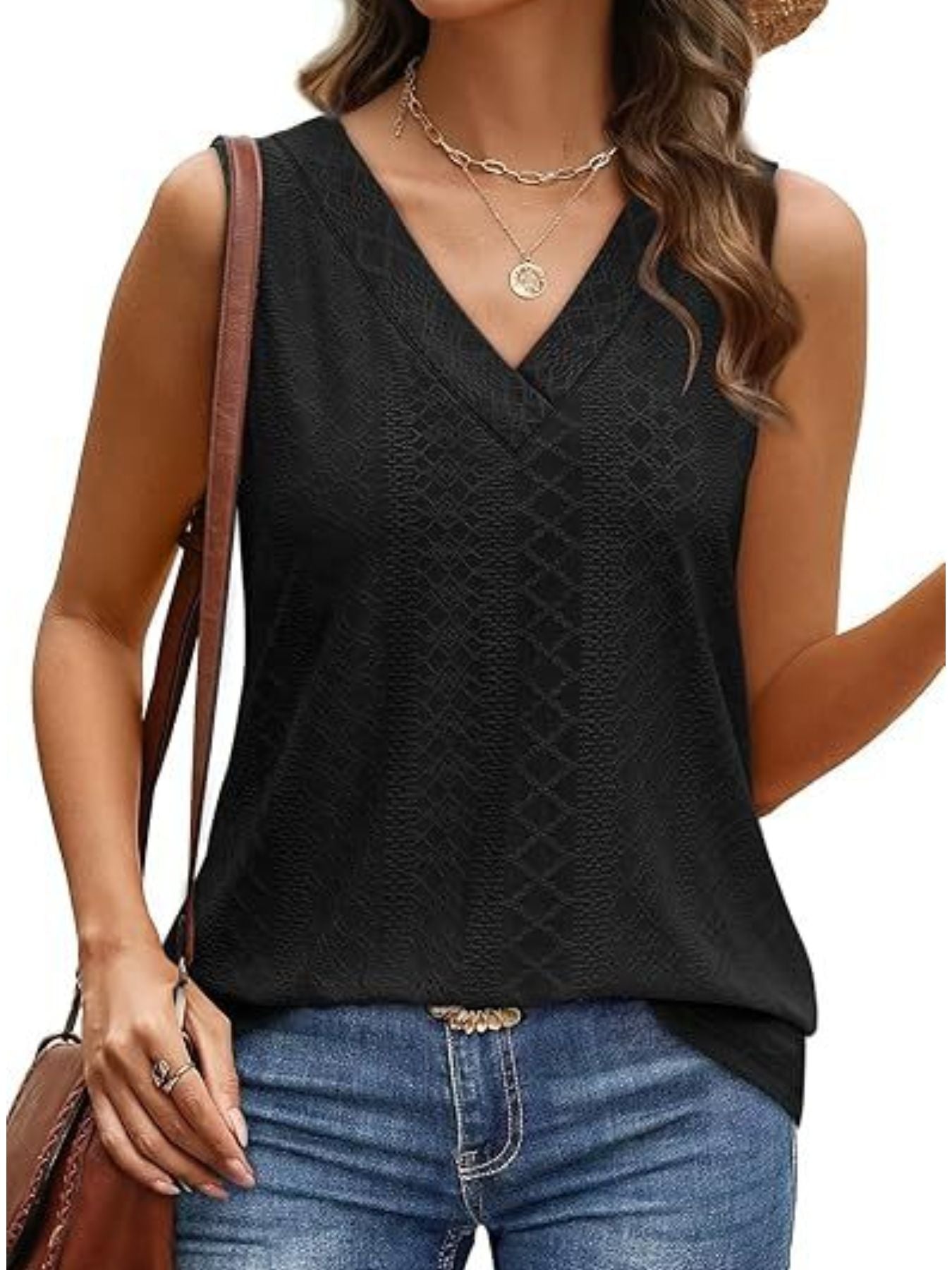 Eyelet V-Neck Tank