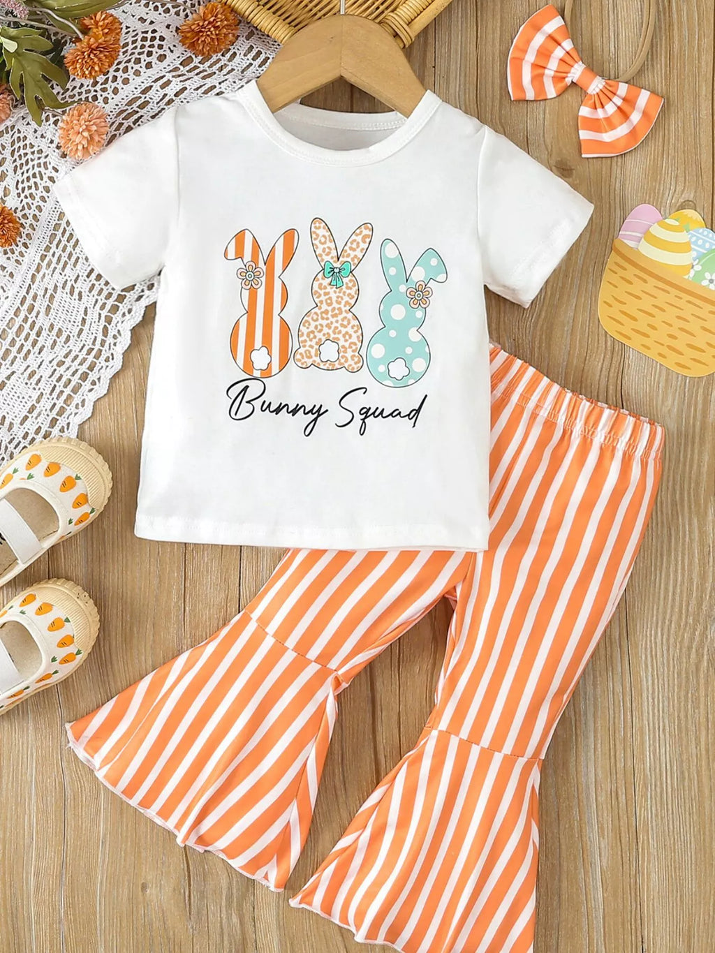 Children's Bunny Round Neck Tee and Pants Set